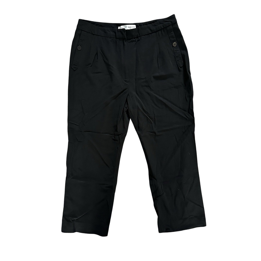 Allan Waller Wool Capri Pants Womens 10 Black Vintage Italy Stretch Cropped - Picture 1 of 9